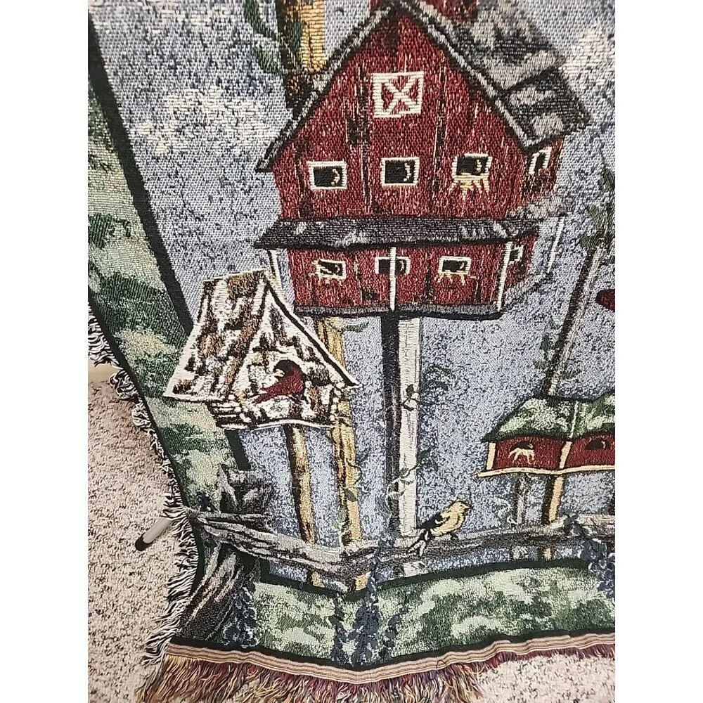 VINTAGE‎ BIRDHOUSES Throw Blanket 63x46
